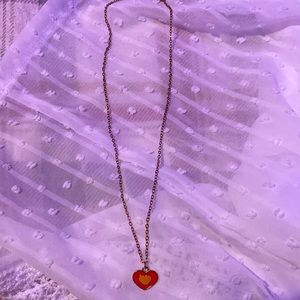 Red and orange heart gold necklace